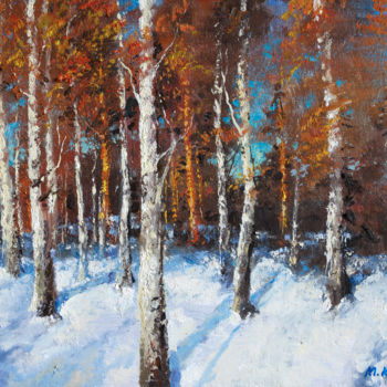 Painting titled "Birches" by Mark Kremer, Original Artwork, Oil