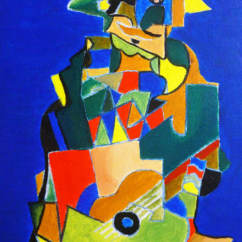 Painting titled "Suonatore di chitar…" by Mark Matta, Original Artwork, Oil