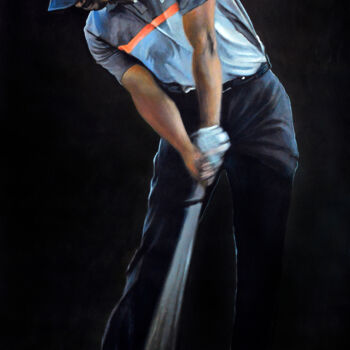 Painting titled "Tiger Desert Swing" by Mark Robinson, Original Artwork, Acrylic Mounted on Wood Stretcher frame