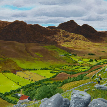 Schilderij getiteld "Bridia Valley, Coun…" door Mark Zanker, Origineel Kunstwerk, Acryl