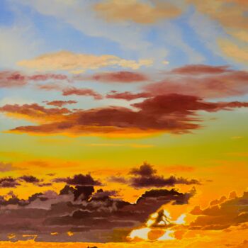 "Skellig Sunset" başlıklı Tablo Mark Zanker tarafından, Orijinal sanat, Petrol