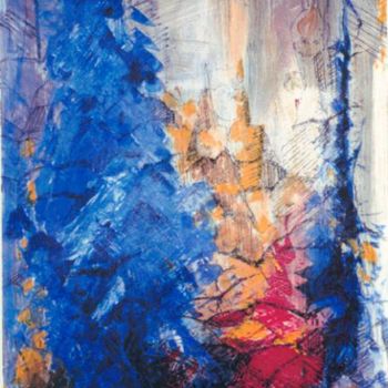 Painting titled "Blue  red 1/2" by Mark Guberman, Original Artwork