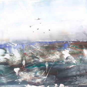Картина под названием "Воздушная тревога" - Марк Козырев, Подлинное произведение искусства, Масло
