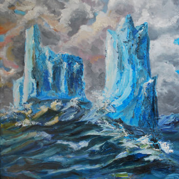 Pittura intitolato "icebergs" da Mark Malinowski, Opera d'arte originale, Olio
