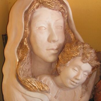 Sculpture titled ",,Madonna z dziecią…" by Marko Anna, Original Artwork, Plaster