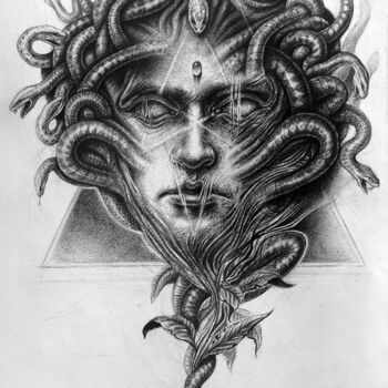 Tekening getiteld "Medusa" door Marko Karadjinovic, Origineel Kunstwerk, Potlood