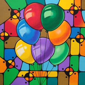 Pintura intitulada "*Palloncini colorat…" por Markus, Obras de arte originais, Acrílico