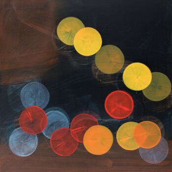 Painting titled "Lichter XII" by Markus Honerla, Original Artwork, Lacquer Mounted on Wood Stretcher frame