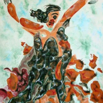 Malerei mit dem Titel "flamengotanzende-zi…" von Markus Johne, Original-Kunstwerk
