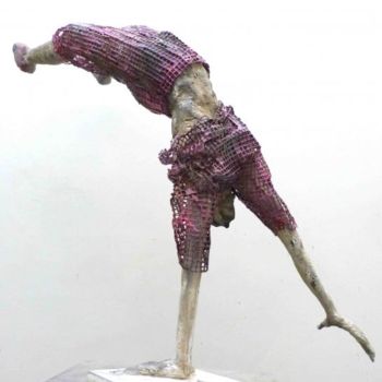 Sculpture intitulée "Pink Hip Hop Dancer" par Markus Nine, Œuvre d'art originale