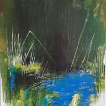 Peinture intitulée "étang" par Marleen, Œuvre d'art originale, Huile