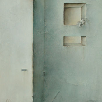 Ζωγραφική με τίτλο "funny-how-time-slip…" από Marleen Pauwels, Αυθεντικά έργα τέχνης, Λάδι Τοποθετήθηκε στο Ξύλινο πάνελ
