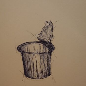 Disegno intitolato "Pot yaourt" da Marlène Bonnaffé, Opera d'arte originale, Inchiostro