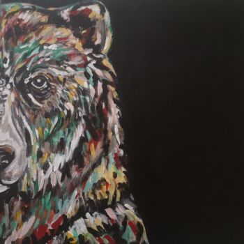Peinture intitulée "L'ours" par Marlène Duno, Œuvre d'art originale, Acrylique Monté sur Châssis en bois