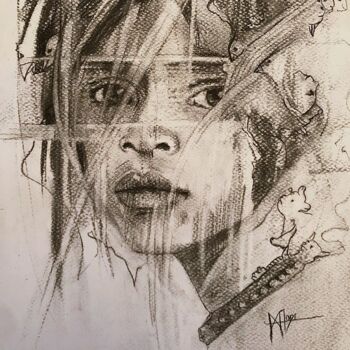 Drawing titled "FROM Mother Nature" by Marlène Regazzoni (MaOni), Original Artwork, Charcoal