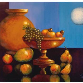 Painting titled "Mesa de frutas" by Mario Marlez, Original Artwork