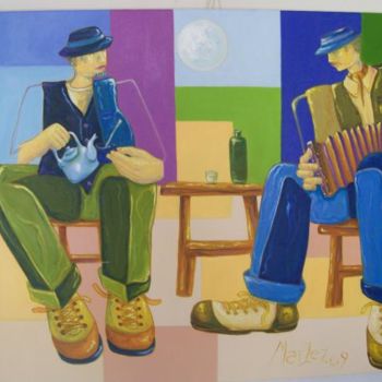 Painting titled "Un mate e un tango" by Mario Marlez, Original Artwork