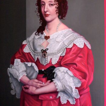 Painting titled "Parel" by Marlies Van Leeuwen, Original Artwork, Oil Mounted on Wood Stretcher frame