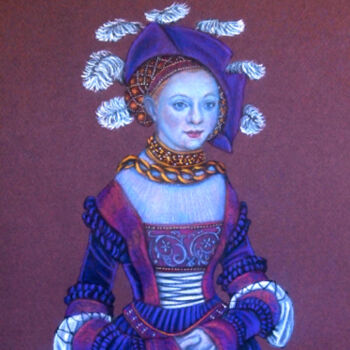 Рисунок под названием "Cranach 2" - Marlies Van Leeuwen, Подлинное произведение искусства, Цветные карандаши