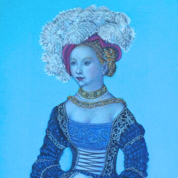 Disegno intitolato "Cranach 6" da Marlies Van Leeuwen, Opera d'arte originale, Matite colorate