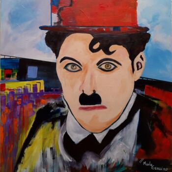 Schilderij getiteld "Chaplin Estilizado" door Marly Genuino, Origineel Kunstwerk, Acryl