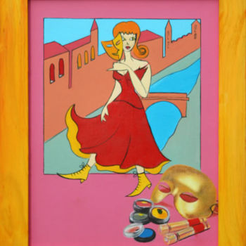 Peinture intitulée "Lolotte au carnaval…" par Véronique Marmont, Œuvre d'art originale