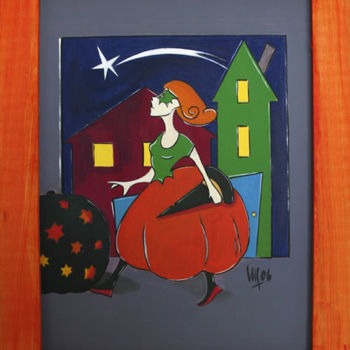 Peinture intitulée "Lolotte et halloween" par Véronique Marmont, Œuvre d'art originale