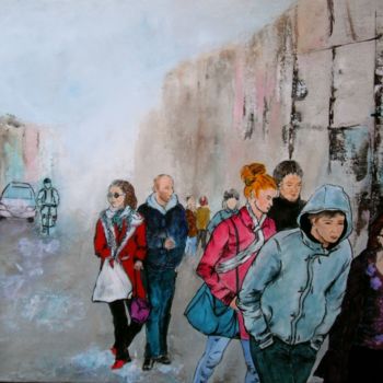Pintura intitulada "la-rue.jpg" por Marna, Obras de arte originais, Óleo