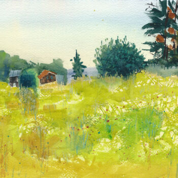 Malarstwo zatytułowany „Watercolor landscap…” autorstwa Maria Marni, Oryginalna praca, Akwarela