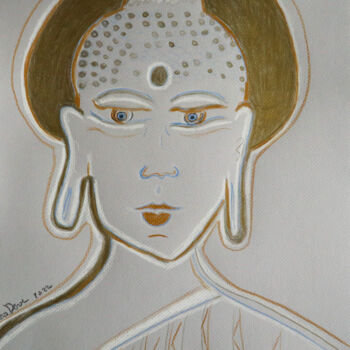 제목이 "Bouddha Doré"인 미술작품 Marnie Delblond로, 원작, 연필
