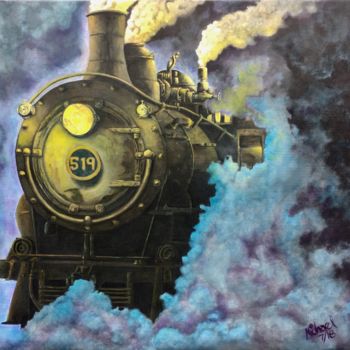 Malarstwo zatytułowany „Steam engine 519” autorstwa Michael Arnold, Oryginalna praca, Akryl