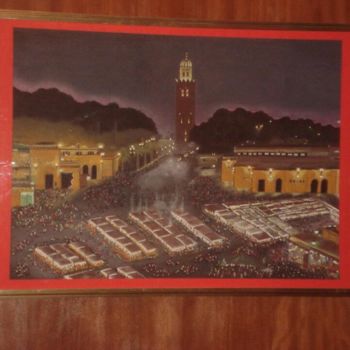 Tekening getiteld "Marrakech by night" door Ina Rosalia, Origineel Kunstwerk