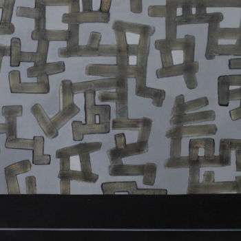 Schilderij getiteld "Chat III" door Maron, Origineel Kunstwerk, Olie Gemonteerd op Frame voor houten brancard