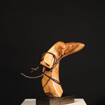 Sculpture titled "Song of the Hunted…" by Maroun Hakim, Original Artwork, Wood