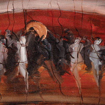 Painting titled "They Steal the Sun…" by Maroun Hakim, Original Artwork, Oil Mounted on Wood Stretcher frame