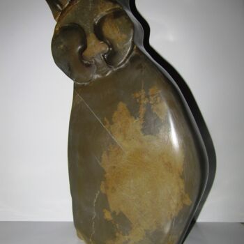 Sculpture intitulée "Chat, marbre Empera…" par Marpa, Œuvre d'art originale, Pierre