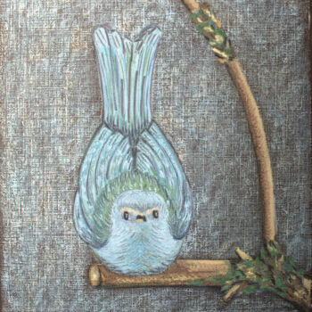 Pintura titulada "A Bird on a Tree Br…" por Mariya Smirnova, Obra de arte original, Pastel