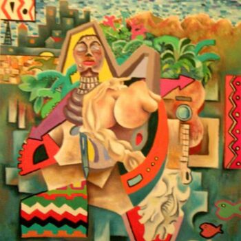 Pintura titulada "carnaval africano" por Marques Da Silva, Obra de arte original