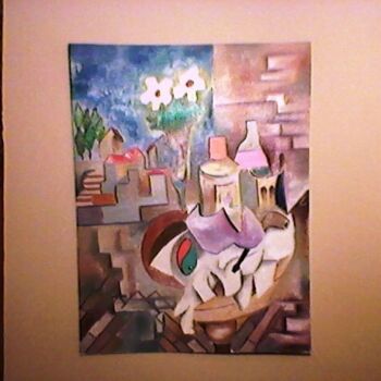 Malerei mit dem Titel "composição cubista" von Marques Da Silva, Original-Kunstwerk