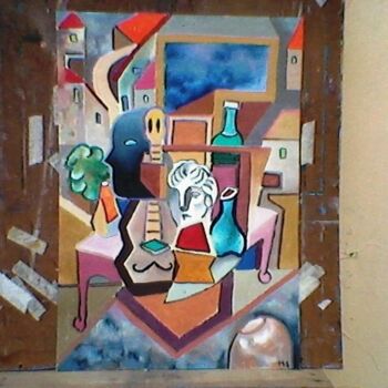 Painting titled "composição cubista…" by Marques Da Silva, Original Artwork