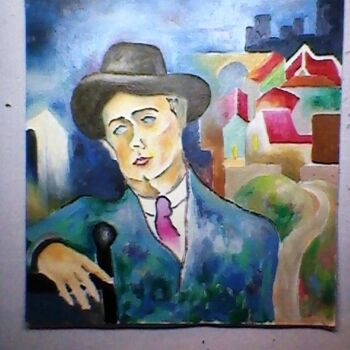 Painting titled "homem com chapeu" by Marques Da Silva, Original Artwork