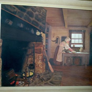 Malerei mit dem Titel "hogar" von Jose Morilla, Original-Kunstwerk, Öl Auf Holzplatte montiert