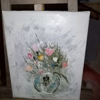Pittura intitolato "fleurs en vase tran…" da Patrick Mars, Opera d'arte originale, Olio