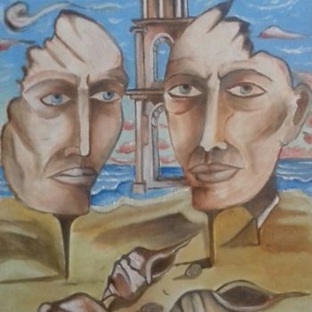 「Gli amici」というタイトルの絵画 Michele Marinelliによって, オリジナルのアートワーク, オイル