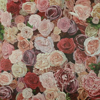 Painting titled "Les roses" by Jean-Marie Gregoire, Original Artwork, Acrylic