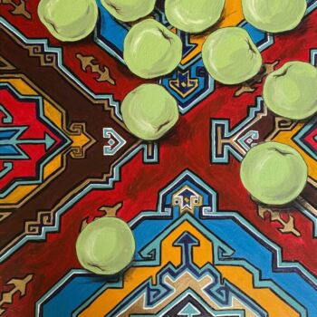 Ζωγραφική με τίτλο "ESMIRA green apples…" από Marta Abdullaeva (ATRAM), Αυθεντικά έργα τέχνης, Ακρυλικό