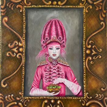 Painting titled "Lá princesa tiene h…" by Marta Alabau Calabuig, Original Artwork, Oil Mounted on Wood Stretcher frame