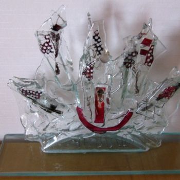 Sculpture titled "Menorá Abril 2011" by Marta Bass, Original Artwork, Glass