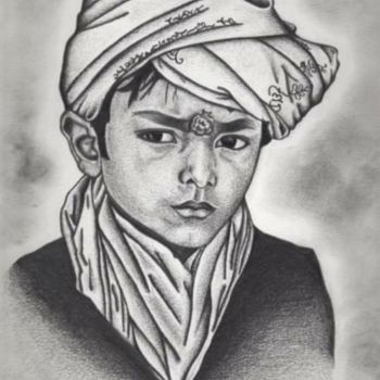 Drawing titled "Bambino indiano" by Marta Castellani, Original Artwork, Graphite