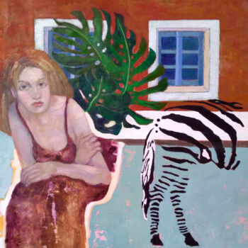제목이 "voyage intérieur"인 미술작품 Marta Grassi로, 원작, 기름 나무 들것 프레임에 장착됨